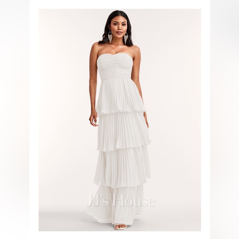 White Strapless Formal Dress
